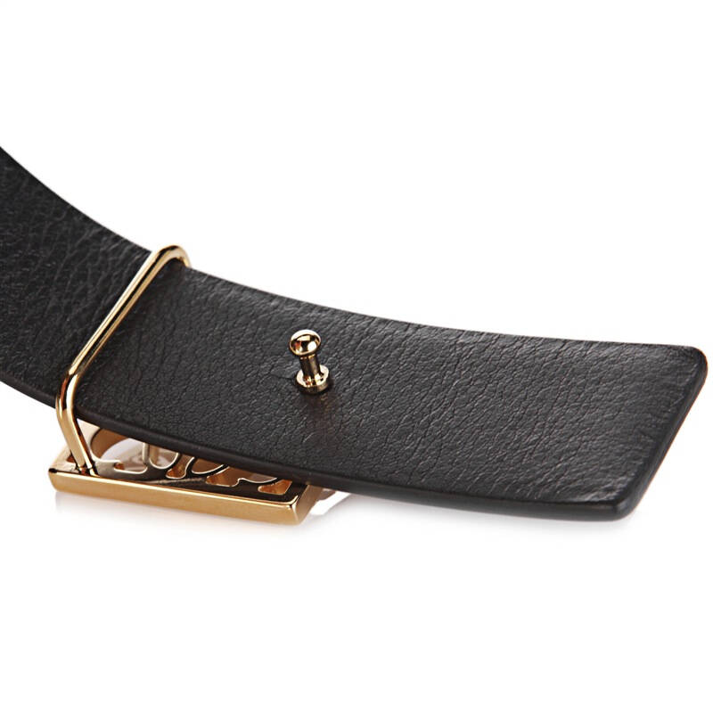 loewe 罗意威 男款黑色牛皮配金色板扣皮带腰带 515.02.