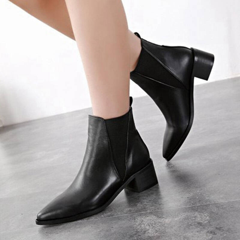 索盼 踝靴 2015秋冬新款女靴子尖头平底短靴568-1 黑色光面 35 - 京东