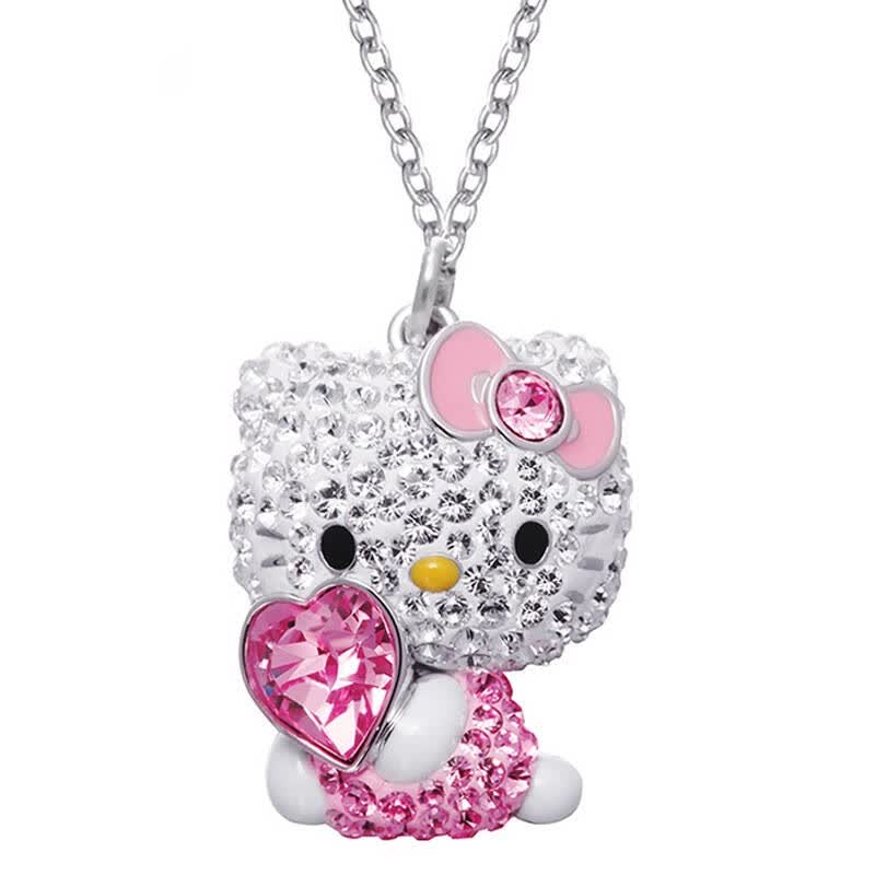 swarovski 施华洛世奇 hello kitty粉色桃心女士项链 5113262