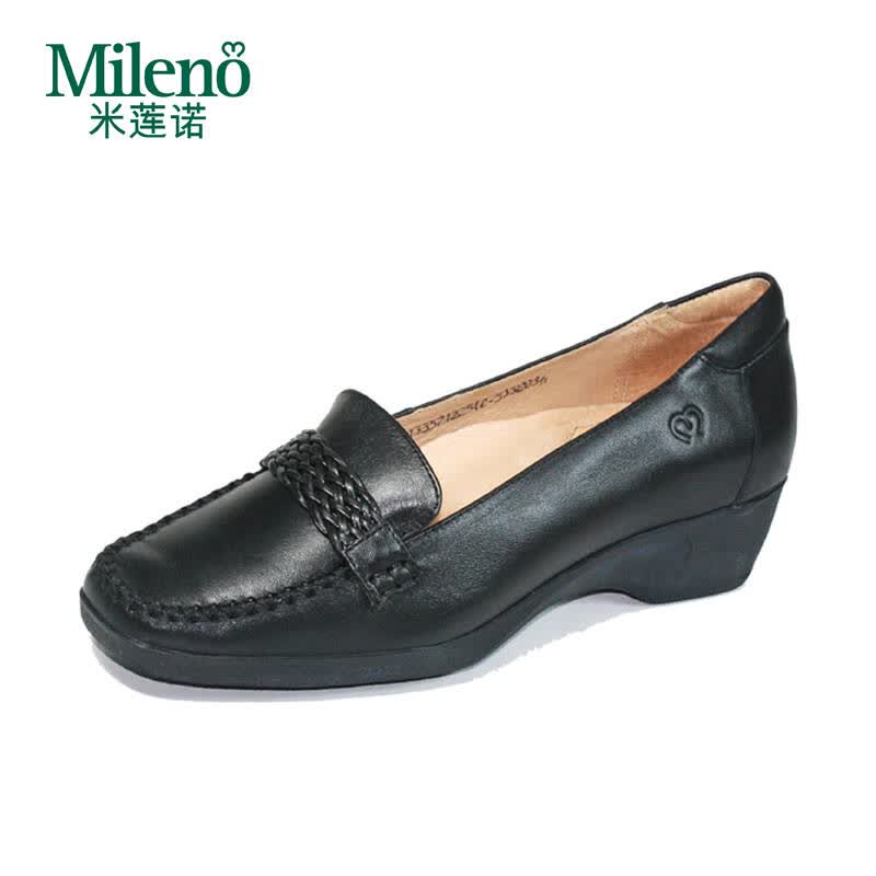 mileno米莲诺 新款真软牛皮女单鞋,休闲健康舒适妈妈鞋,足弓承托健步