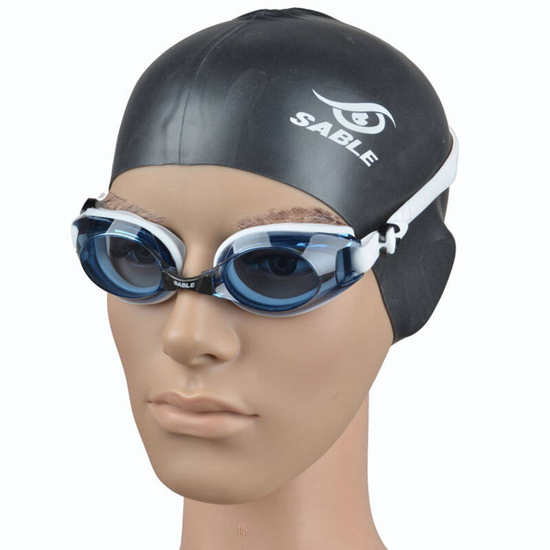 正品黑貂泳镜 高清晰大镜框游泳眼镜 防水防雾男女通用, 白色