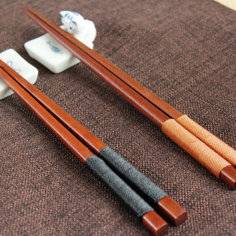 川岛屋 天然铁刀木日式绑线筷子家用实木筷子[6双] 混合装