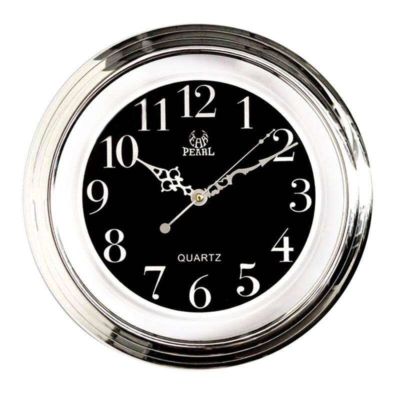 明珠星(pearl)挂钟 静音扫描石英钟pw031银色 自营