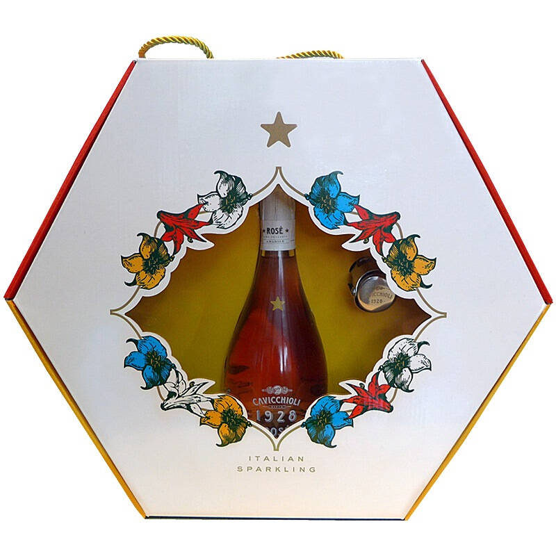 意大利进口 意大利之花桃红起泡葡萄酒香槟塞礼盒装 750ml*1瓶