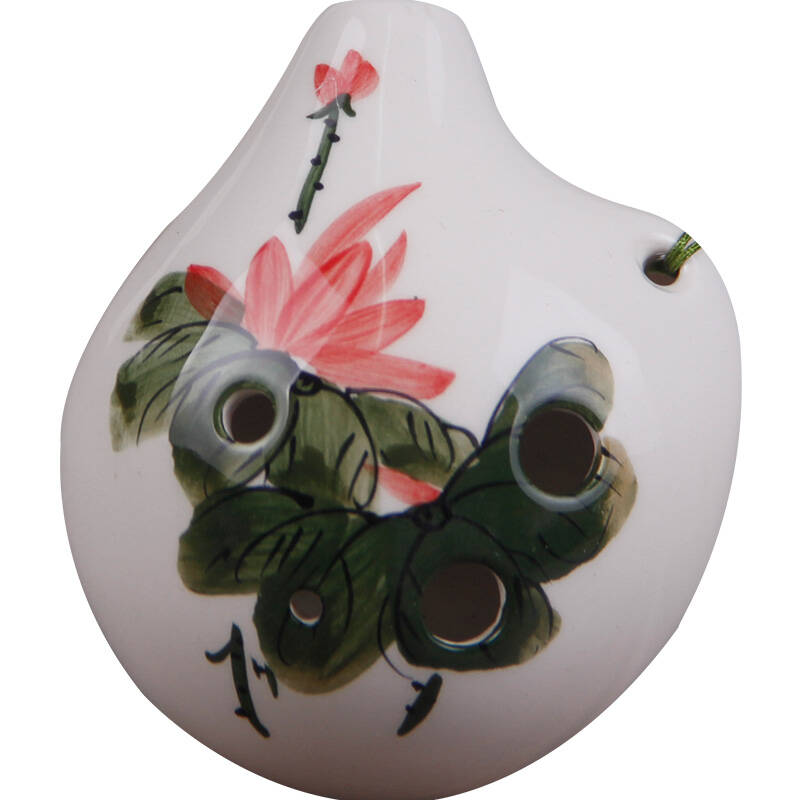 风雅陶笛 手绘弯弯6孔中音c调 六孔ac陶笛 荷花