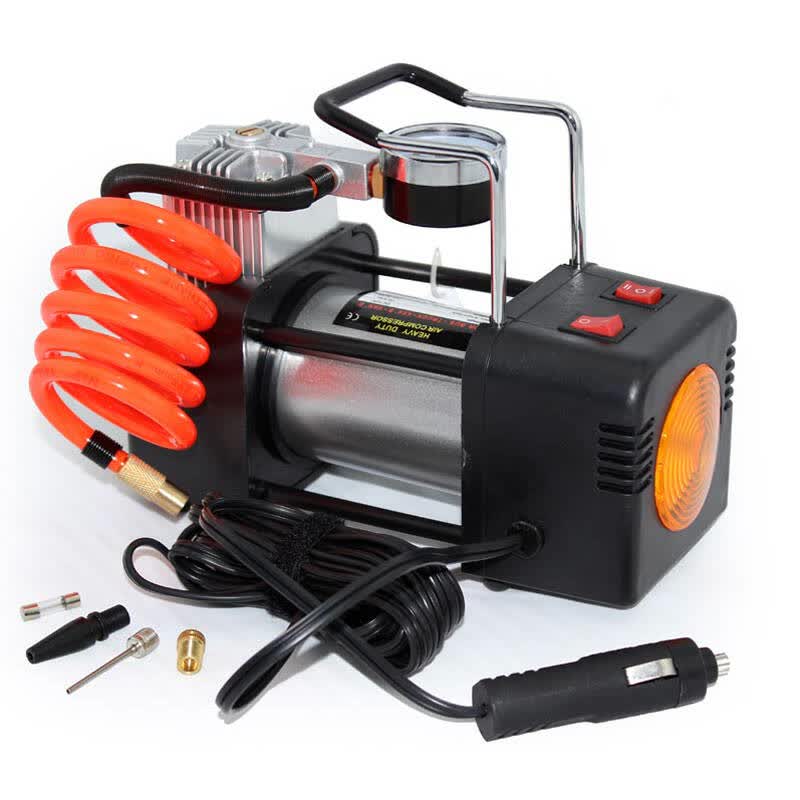 赛王 打气泵汽车用车载单缸充气泵12伏电动便携式带灯照明警示两用
