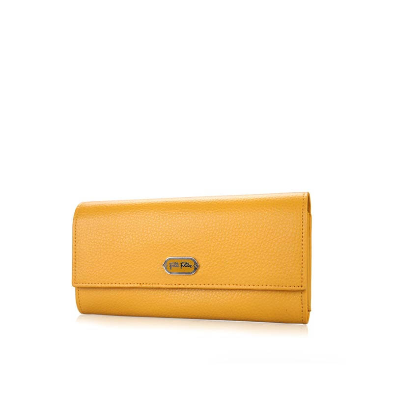 follifollie芙丽芙丽时尚牛皮女士长款钱包 wa14l011s 芥末黄