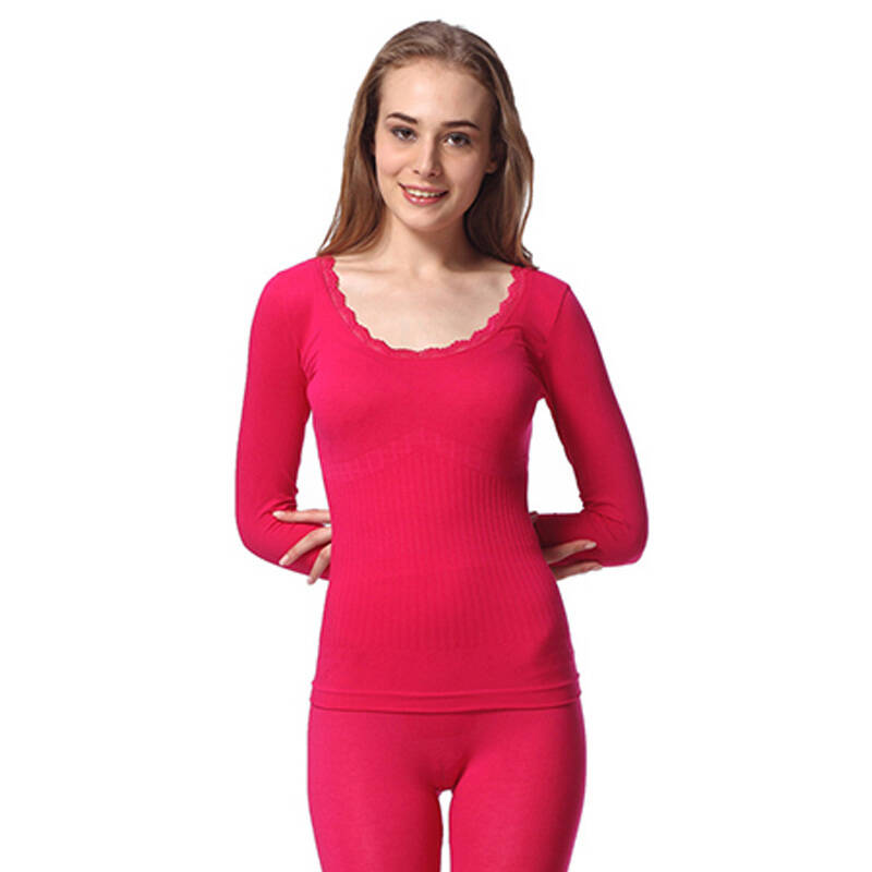 南极人(nanjiren)内衣套装 女士圆领轻薄塑身无缝美体基础内衣套装 玫