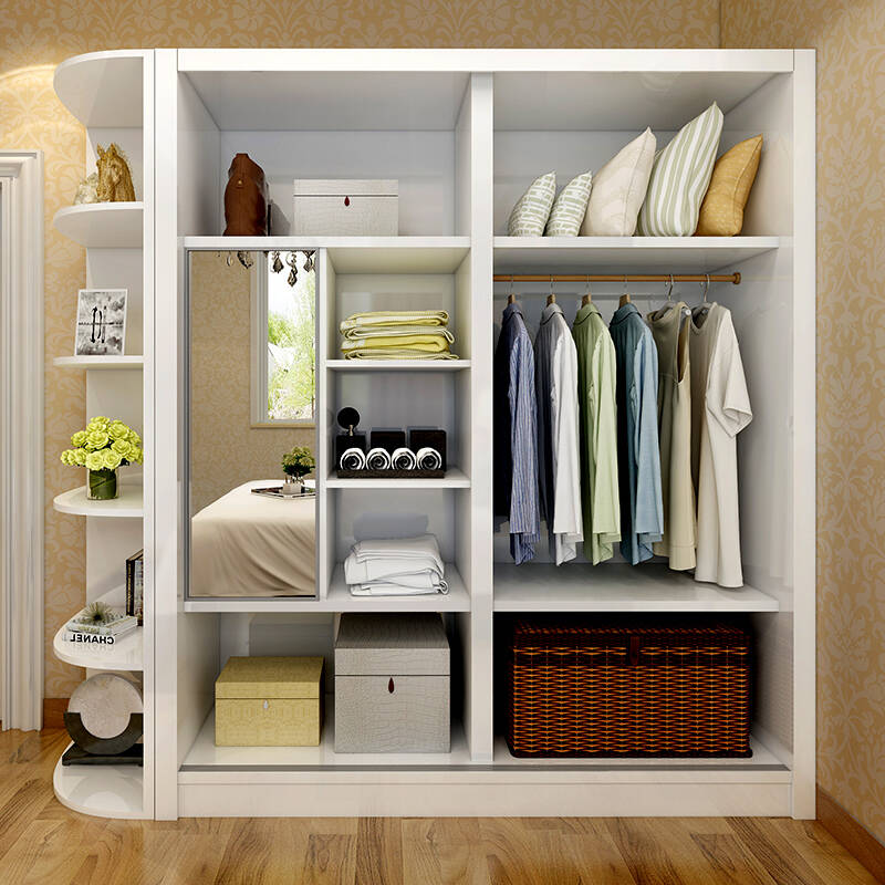 加能量 简约烤漆白衣橱 推拉门衣柜 移门衣柜 大衣柜 1.6米单个衣柜