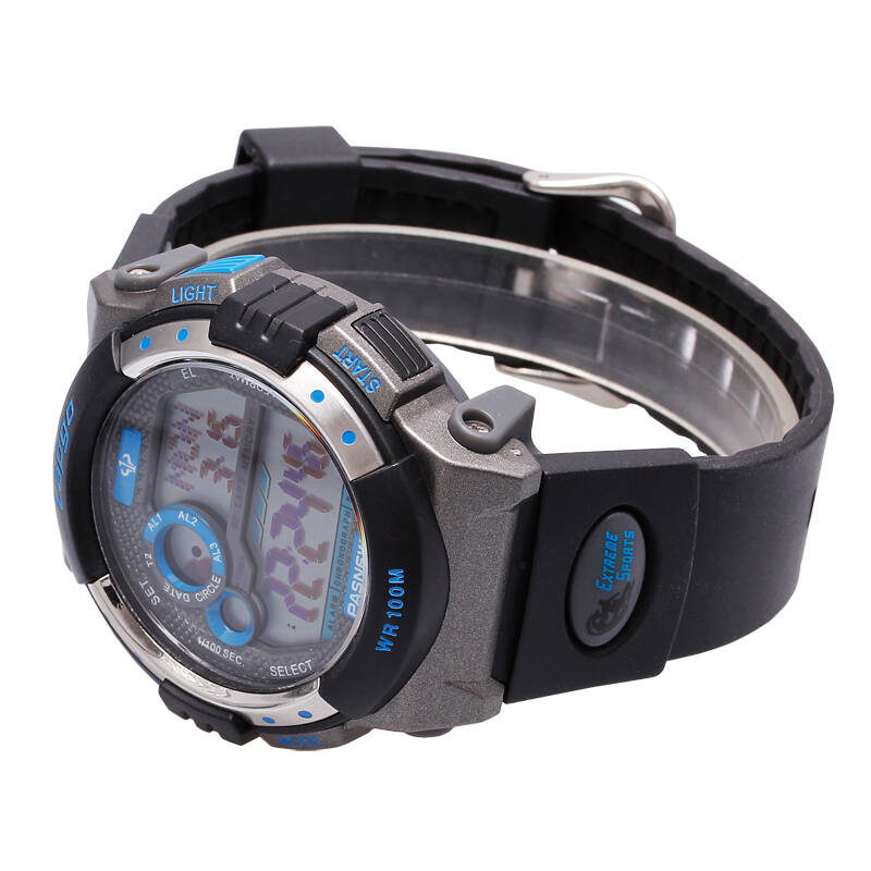 百圣牛(pasnew)手表 双显多功能游泳男表 100米防水潜水男士运动电子