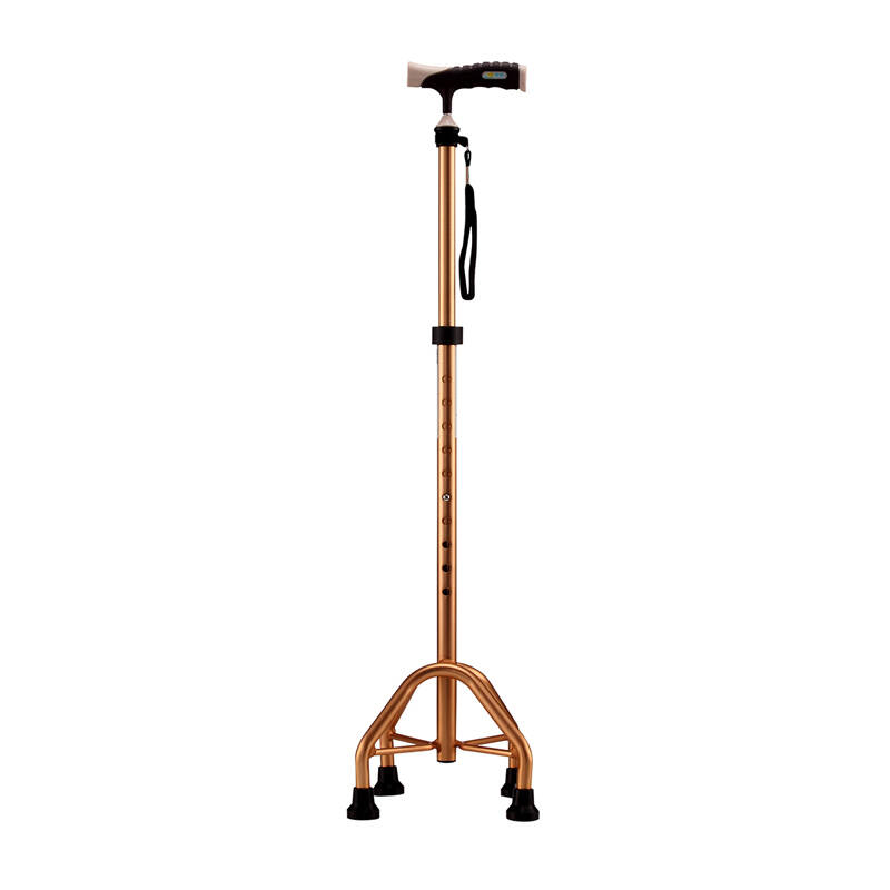 雅德老人拐杖带灯四脚拐棍残疾人四角手杖老年人伸缩铝合金防滑助行器