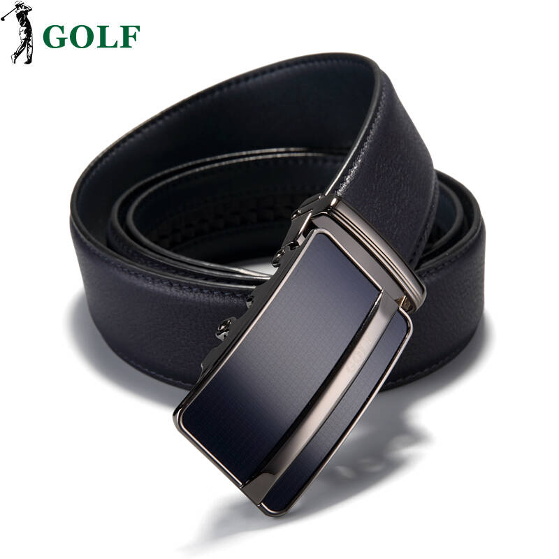 golf头层牛皮男士皮带 自动扣皮带男士腰带裤带 蓝色