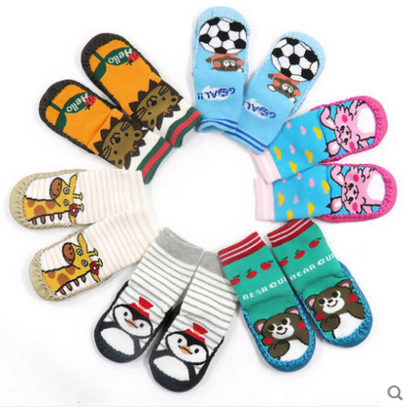 卡通儿童地板袜防滑加厚宝宝毛圈袜婴幼儿毛巾防滑家居鞋袜0-4岁 瓢虫
