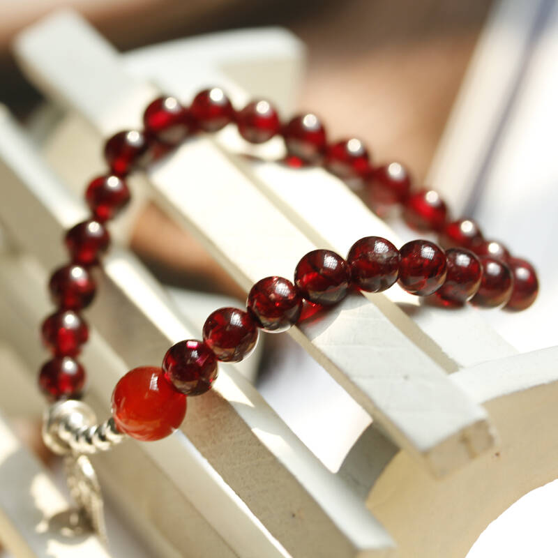 晶格格 石榴石单圈手串 玛瑙手链 手围17cm