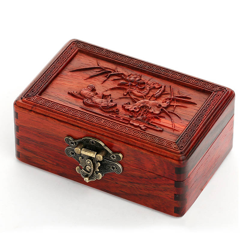 小雕匠正品酸枝实木首饰盒玉器盒红木珠宝盒子 鸳鸯戏水古典中式复古