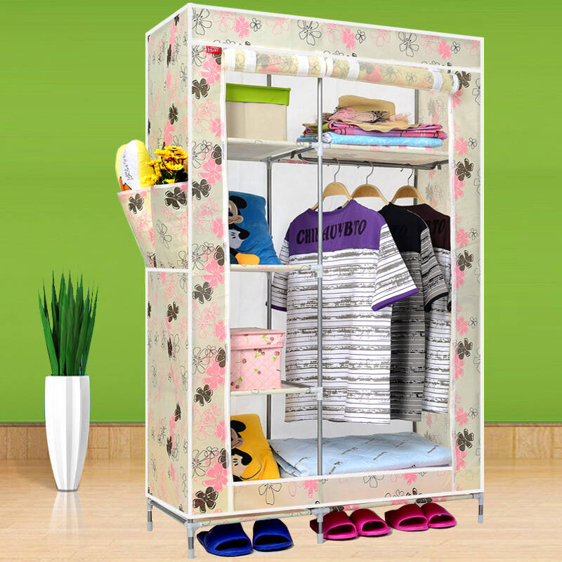 简易布衣柜 组合衣柜 折叠无纺布衣橱 双人衣柜5309 酒红色 - 京东