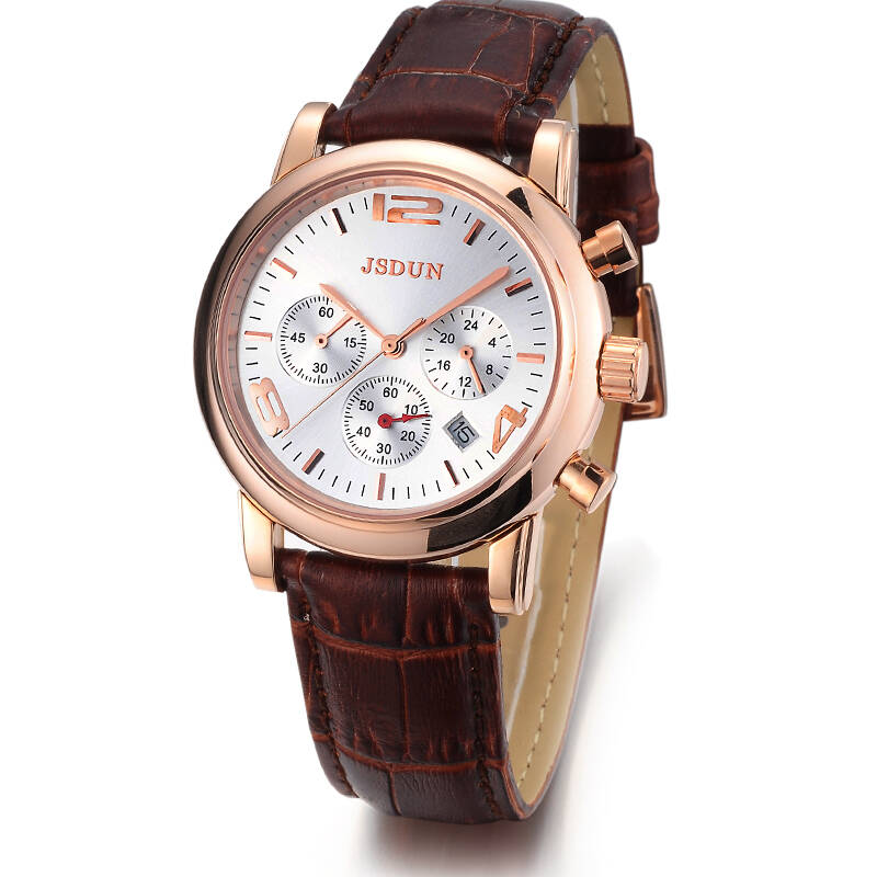 金仕盾(jsdun) 间金皮带石英表 时装表 时尚男士手表 男式腕表皮带表
