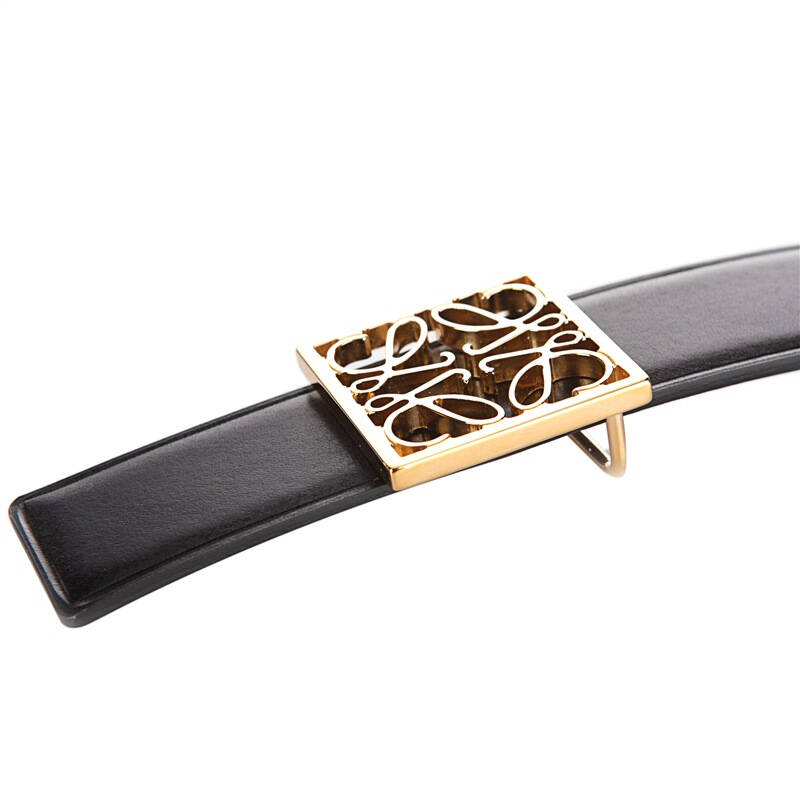 loewe 罗意威 男款黑色牛皮配金色板扣皮带腰带 515.02.