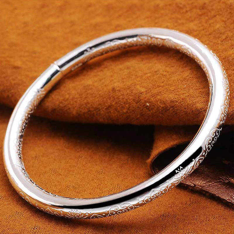 百年宝诚 银手镯民族风银饰银镯子银手镯女款春节情人节 七夕礼物银色