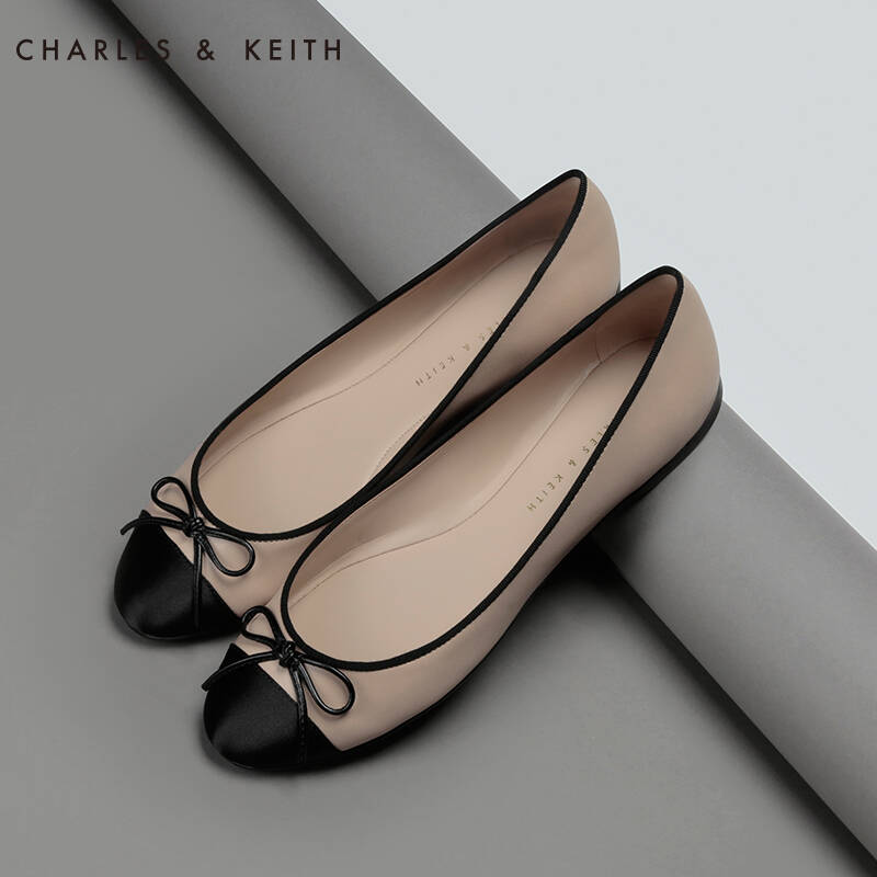 charles&keith新款欧美蝴蝶结圆头平底鞋ck1-70580078 肉色 37