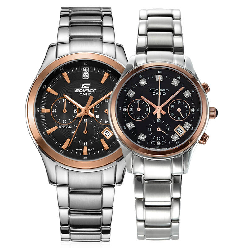 卡西欧(casio)手表情侣表对表 钢带一对表 ef-530p-1a_shn-5003p-1a
