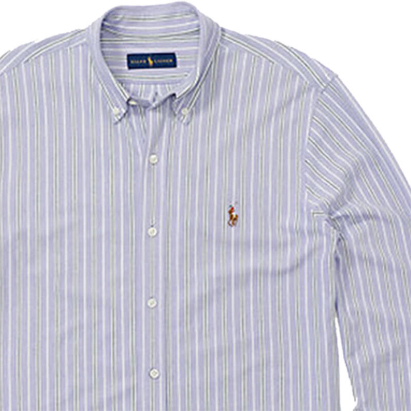 polo ralph lauren/保罗 男士条纹花马标衬衫 经典翻领长袖70475296