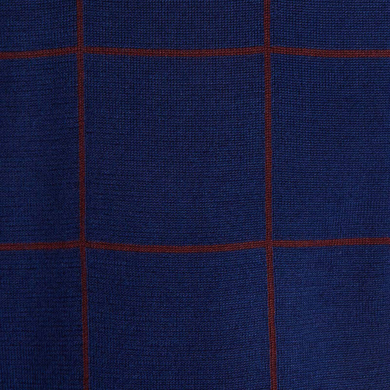 2015冬季男士毛衣 通勤格子双层套头长袖毛衫 3542244067 深蓝色/620