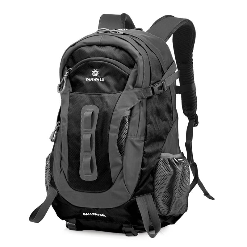 vanwalk出走 韩版男女运动书包户外旅行登山包旅游双肩背包 黑色 20寸