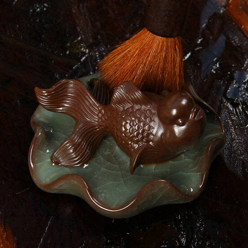 百鸿 宋代哥窑茶宠 精品可养汝窑开片茶玩 哥窑-金鱼