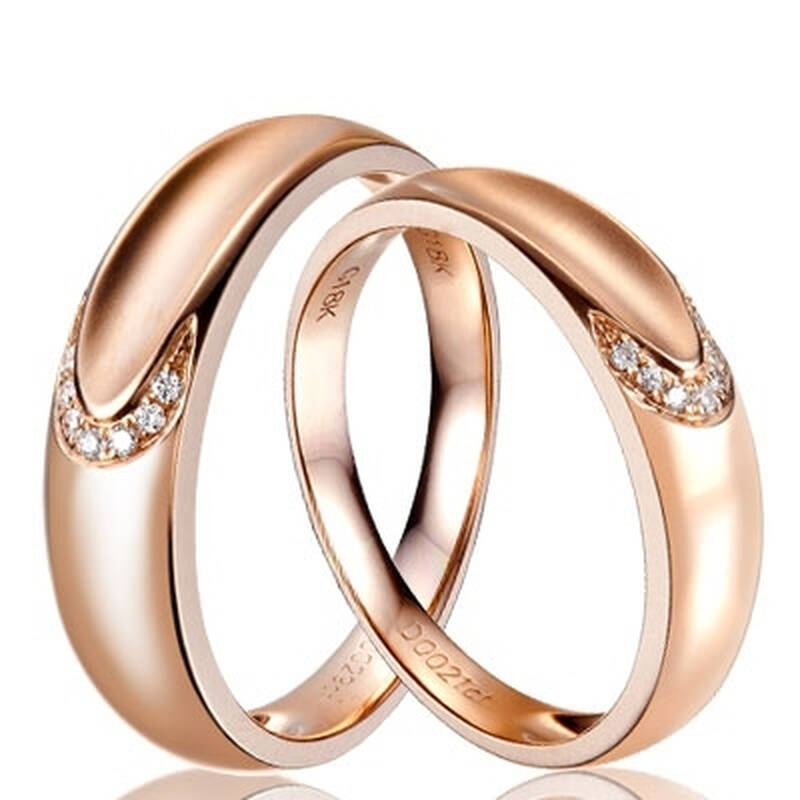 莘蒂珠宝cinydi 豆荚 g18k彩金钻石结婚钻石情侣对戒 订婚戒指