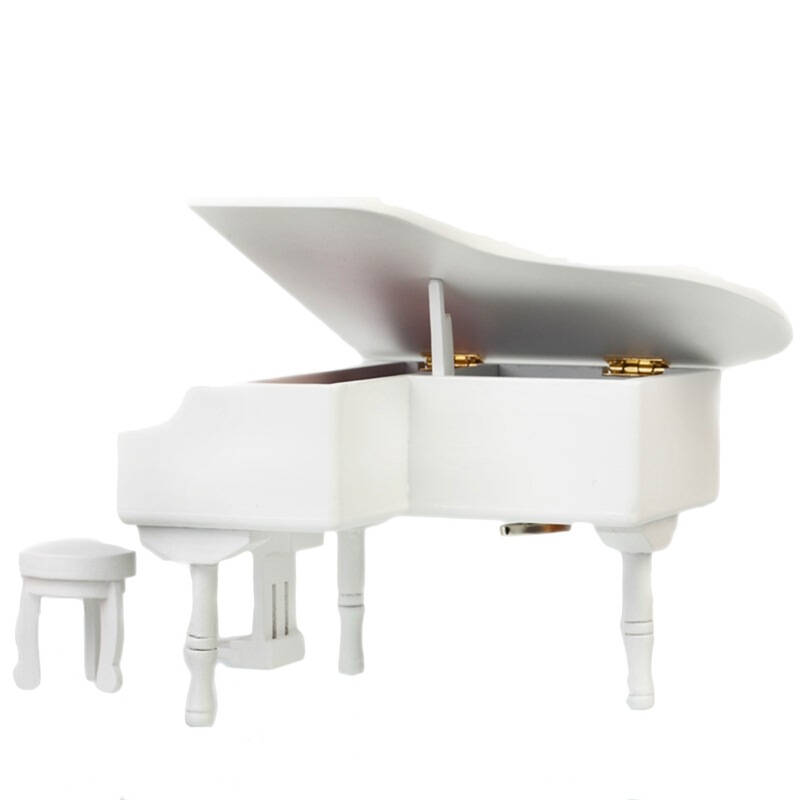 乐嘉18音白色立式三角钢琴音乐盒lj10002-1 韵升机芯 天空之城