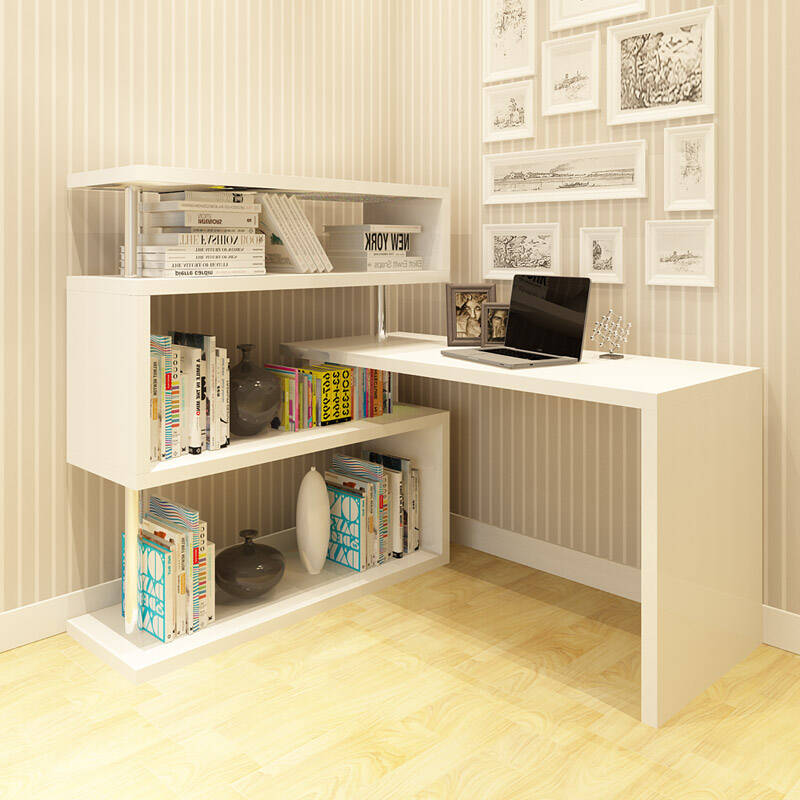 倾城物语 旋转 白亮光钢琴烤漆 简约宜家办公桌 电脑桌 4/5层板书架
