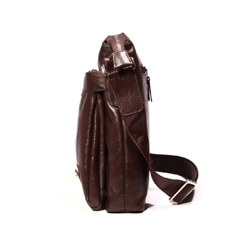 伦威保罗lenwebolo男士单肩包商务休闲男包时尚男款斜挎包1166-2 咖色