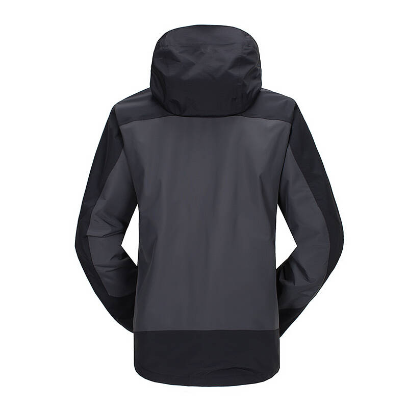 绿波户外三合一冲锋衣男 连帽开衫拼色外套 秋冬新款防风服 炭灰色 m