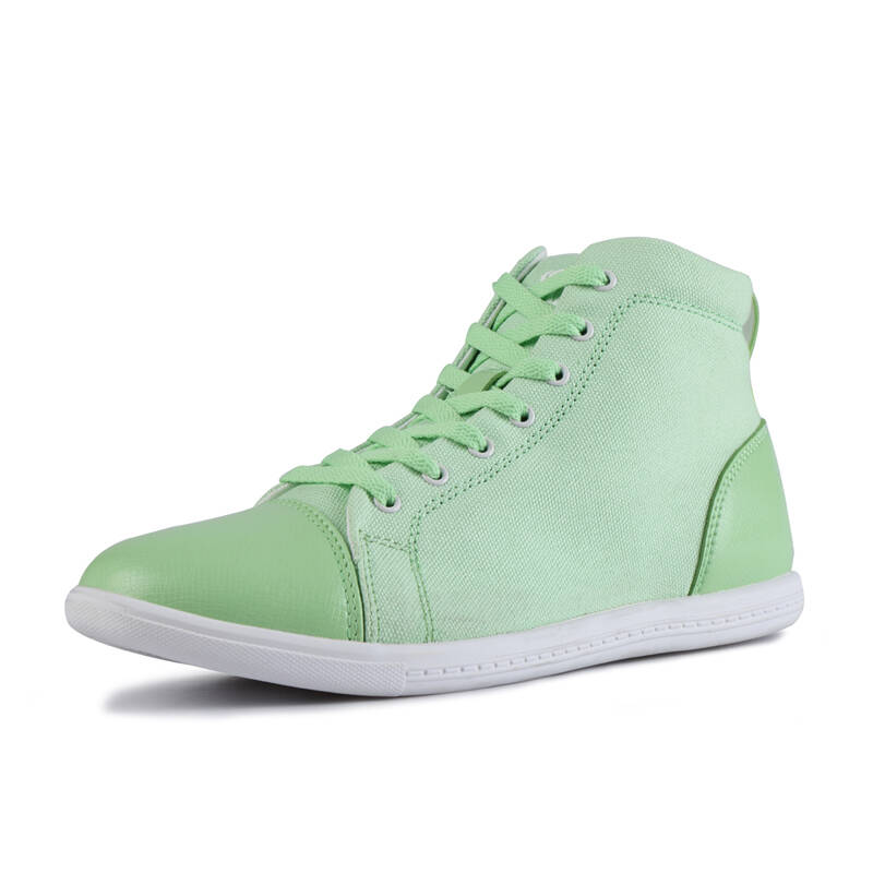 赛琪新款女式高帮帆布休闲鞋 粉绿色-87 35