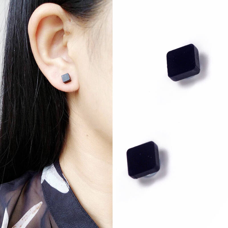 奥斯坦汀饰品时尚韩版男士耳钉磁铁耳夹无耳洞耳环黑色女款耳饰情侣