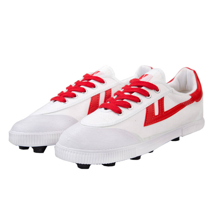 回力男女足球训练鞋胶钉鞋帆布鞋足球鞋 wf-2011 白红 42