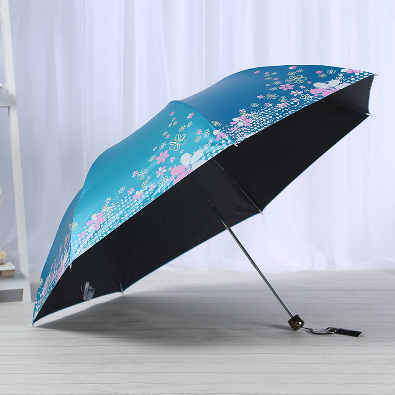 天堂伞女士太阳伞创意晴雨伞黑胶防晒防紫外线遮阳伞超轻铅笔伞三折