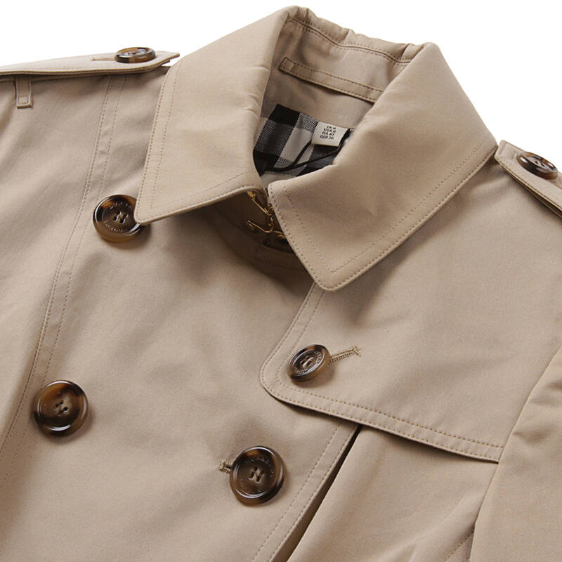 burberry 巴宝莉 london系列女款米白色棉质修身双排扣风衣08码