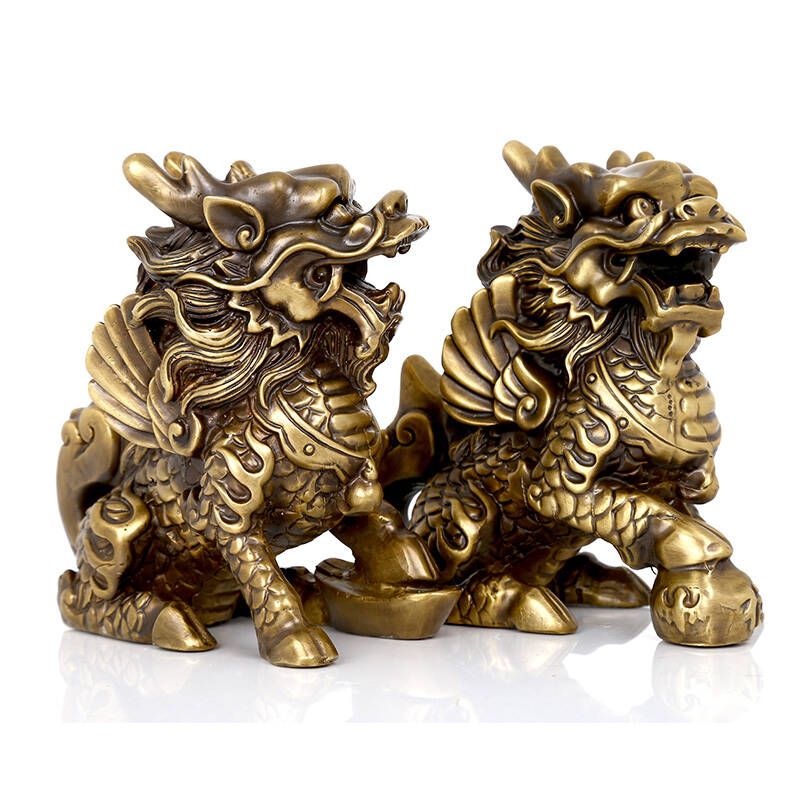 吉善堂 纯铜财富麒麟摆件 镇宅化煞招财送子麒麟家居工艺品1014 仿古