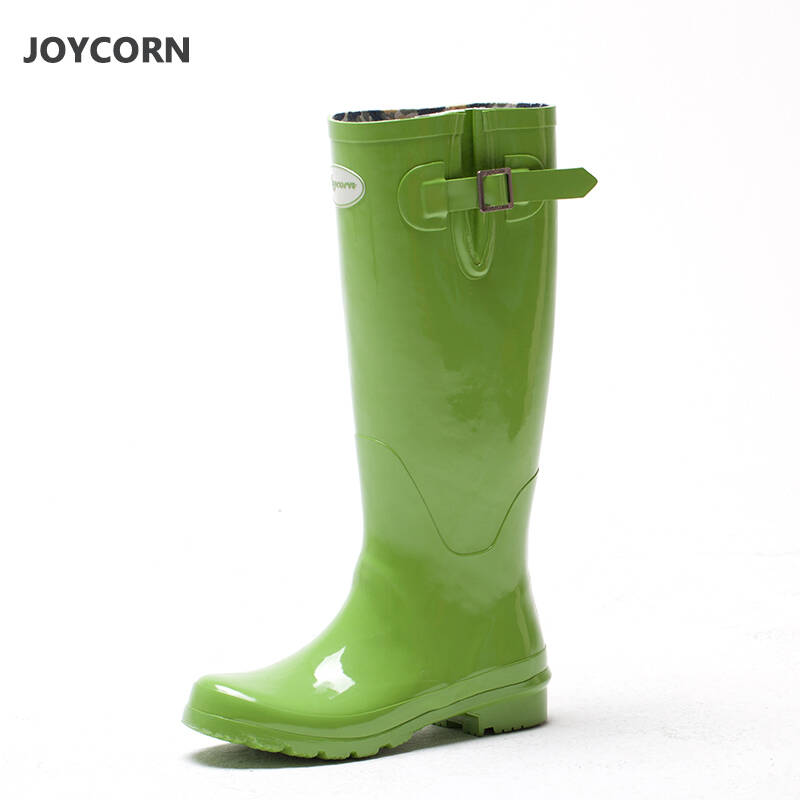 优质橡胶女士多色高筒雨鞋韩版时尚简约修饰水鞋雨靴 jc00 绿色 jc