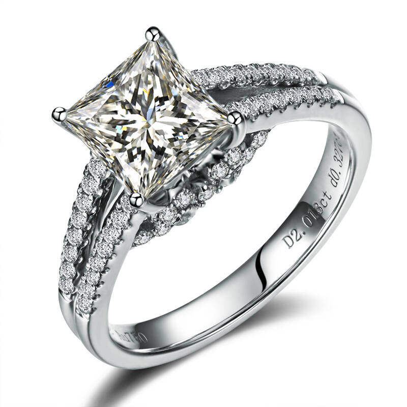 佐卡伊 1克拉白18k金公主方形异形钻石结婚戒指【图片 价格 品牌 报价