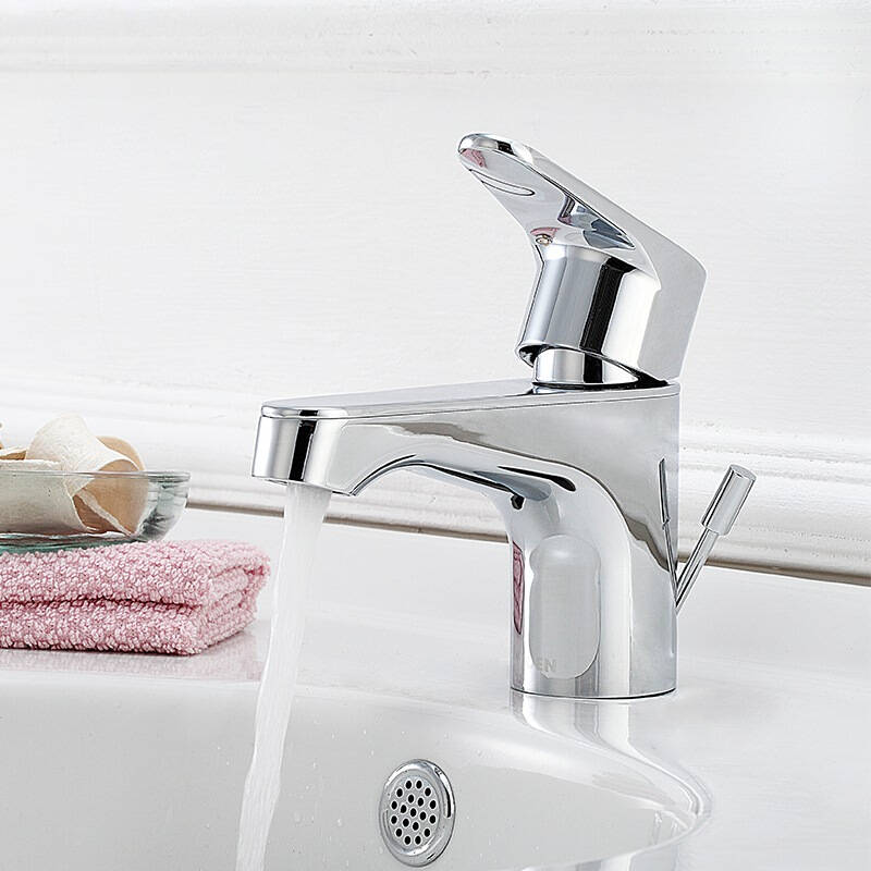 摩恩(moen) 55121 面盆洗脸盆单孔铜水龙头 提拉落水【图片 价格 品牌