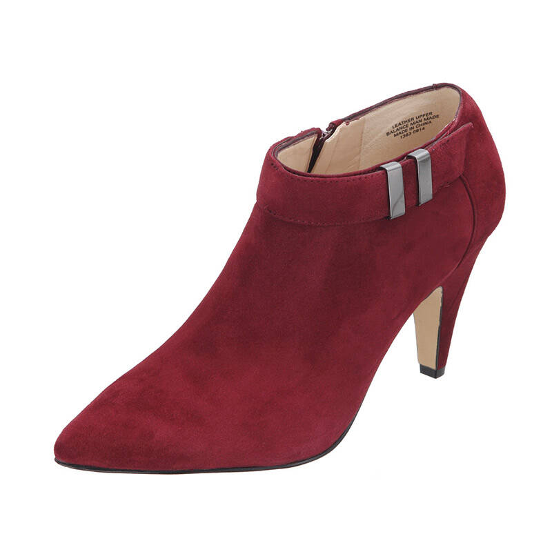 enzo angiolini 251035525s 时尚高跟羊麂皮尖头拉链短靴 029酒红色6