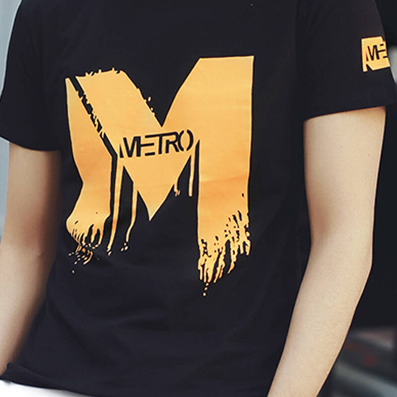 闪购自营 rxt 圆领个性涂鸦m字短袖t恤夏装男式半袖休闲时尚韩版修身