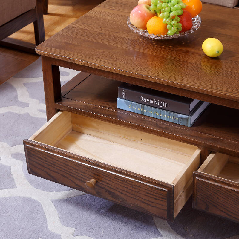 华谊家具 茶几 实木茶几美式乡村客厅实木茶几咖啡桌 1.2米