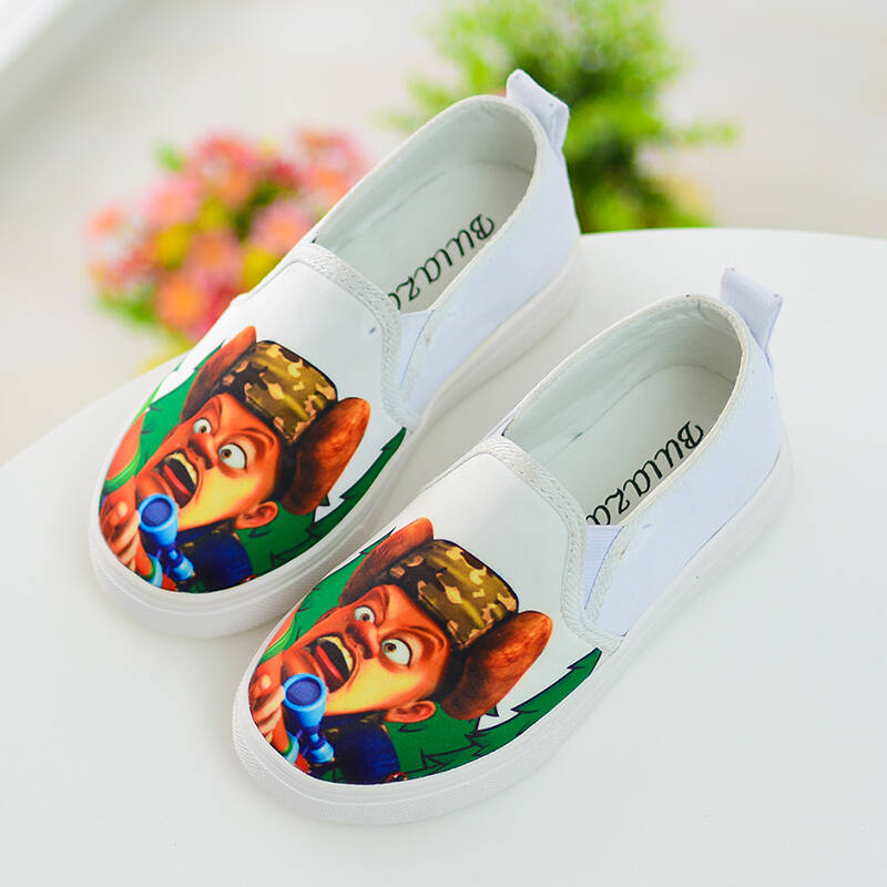 2015秋季新款舒适透气可爱熊出没动漫时尚涂鸦儿童休闲帆布鞋 光头强