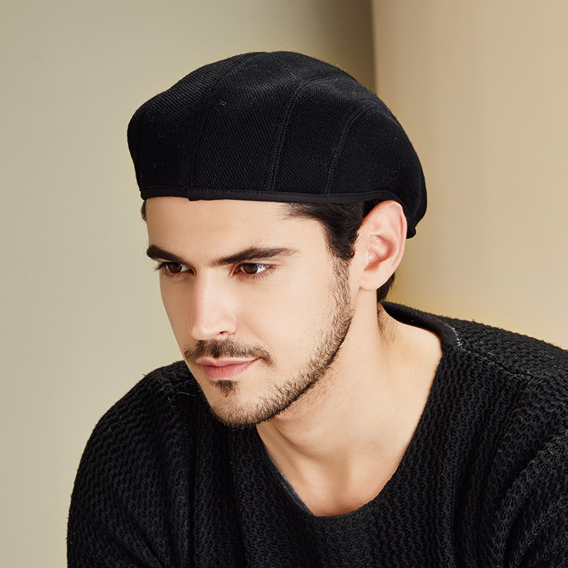卡蒙(kenmont)休闲帽子男秋冬天韩版纯色鸭舌帽针织贝雷帽前进帽男帽