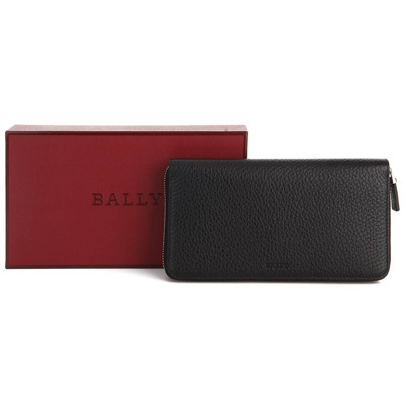 bally 巴利 男款黑色牛皮荔枝纹长款钱包钱夹 mievyn/780