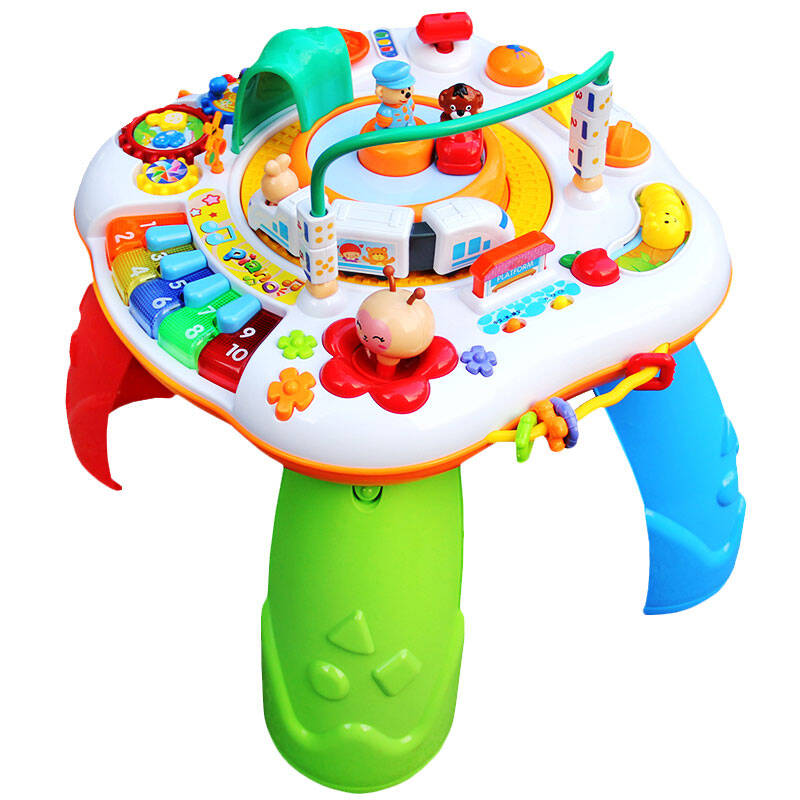谷雨益智玩具儿童多功能和谐号学习桌游戏桌宝宝电子琴玩具1-3岁2岁3